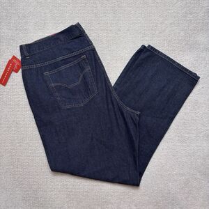 NWT Chaps Womens Jeans Delaney Straight Leg Dark Blue Wash Denim Sz 20W Plus $55
